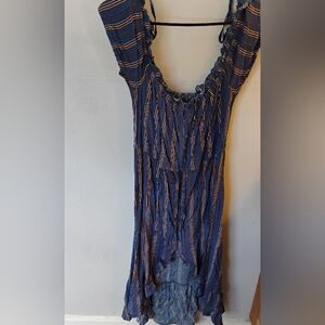 Band of Gypsies Denim and Orange Striped Top